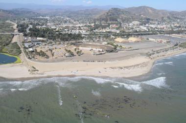 Surfers point aerial